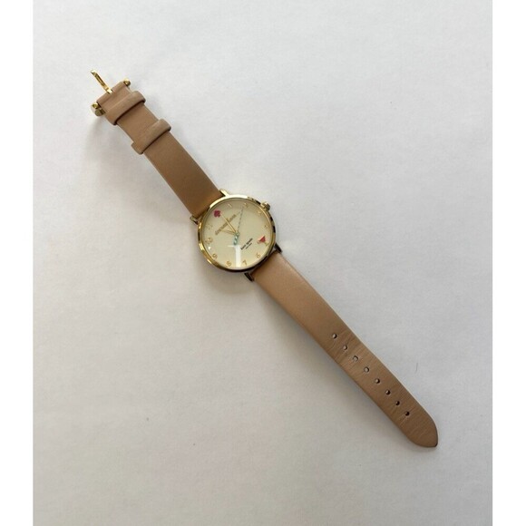 kate spade new york Accessories - Kate Spade Metro Vachetta Watch Gold Beige Leather 5 O'Clock Somewhere 34mm